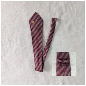Gucci Vintage Burgundy & White Striped Tie
